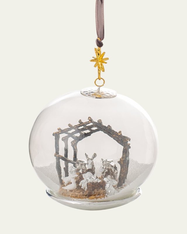 Manger Snow Globe Ornament